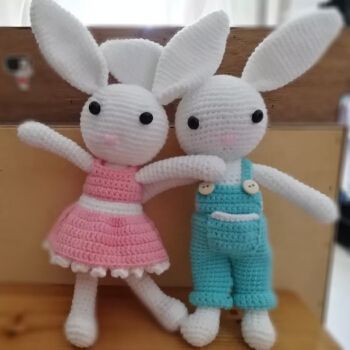 手工玩偶材料包钩针编织毛线娃娃兔子情侣创意礼物 手工制作材料包