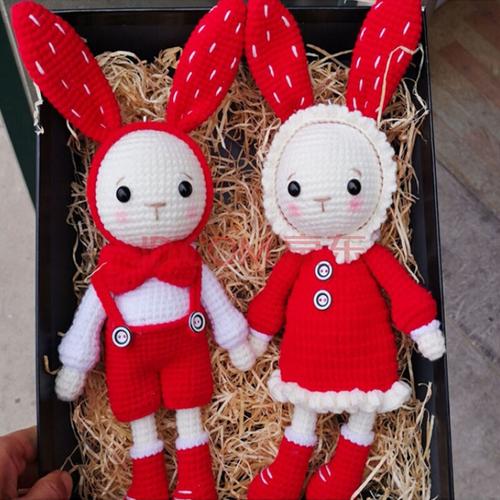 diy手工制作成人送男友毛线玩偶钩针编织娃娃材料包情侣兔礼物创意