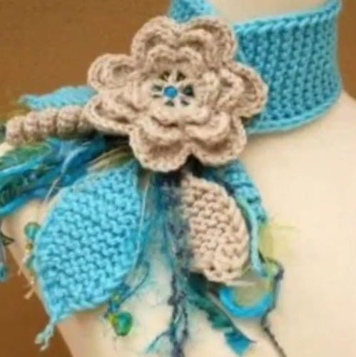 针织作品 钩针编织的时尚围脖新样式,很有创意啊